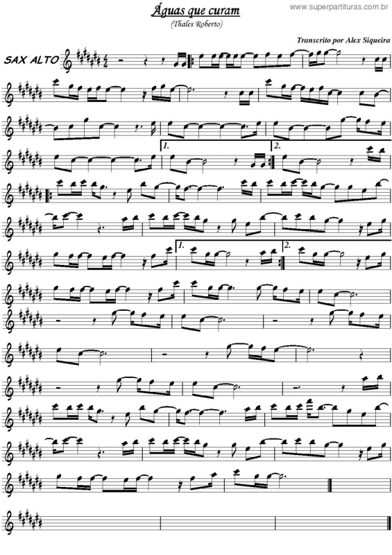 Partitura da música Águas Que Curam