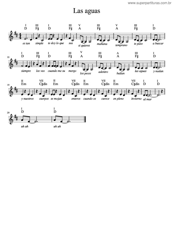 Partitura da música Aguas v.3