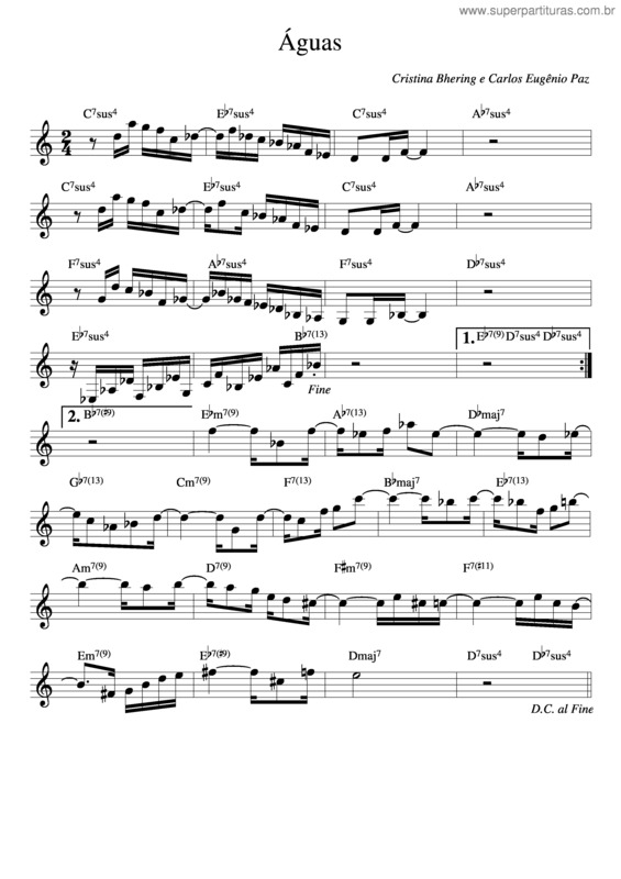 Partitura da música Águas