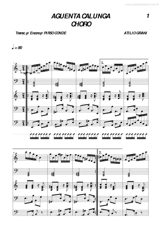 Partitura da música Aguenta Calunga v.2
