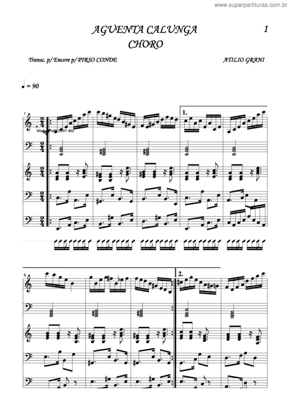 Partitura da música Aguenta Calunga v.4