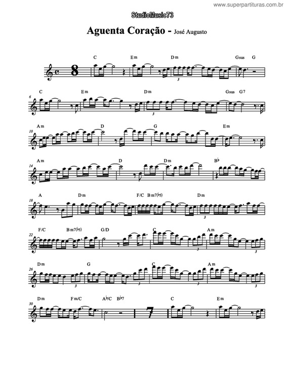 Partitura da música Aguenta coração v.2