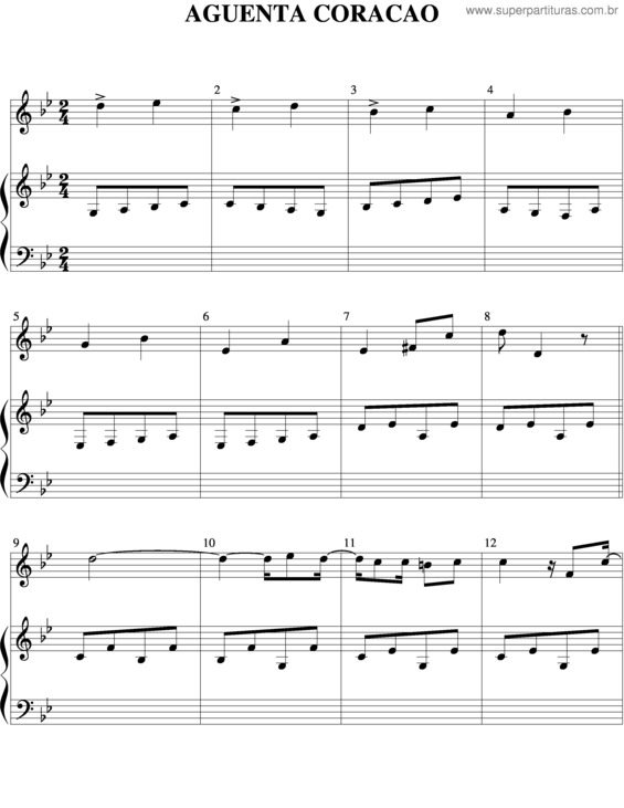 Partitura da música Aguenta Coração v.3