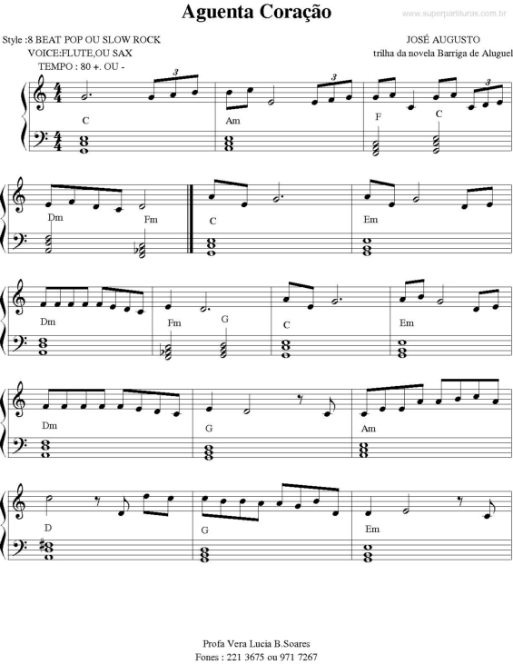 Partitura da música Aguenta Coração