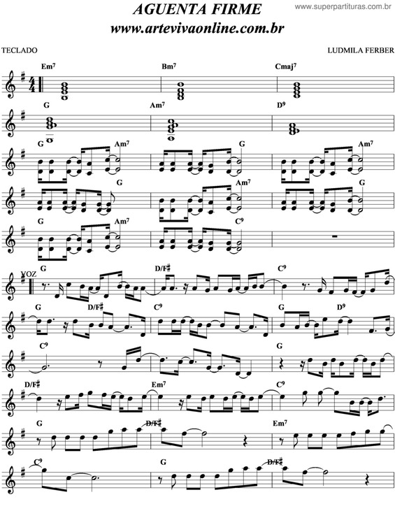 Partitura da música Aguenta Firme