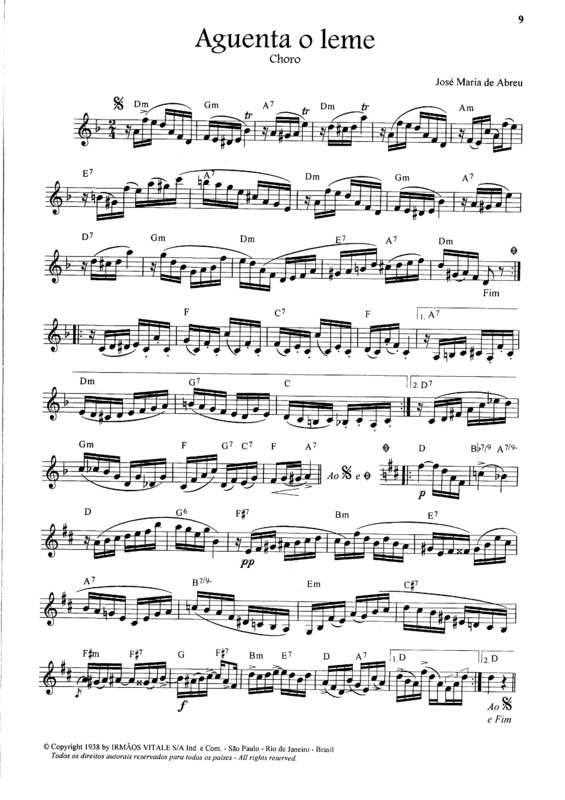 Partitura da música Aguenta o Leme v.9