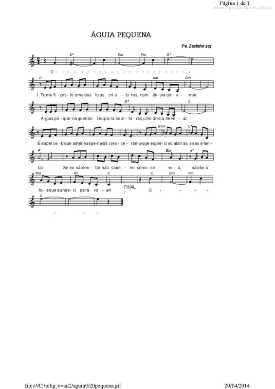 Partitura da música Águia Pequena