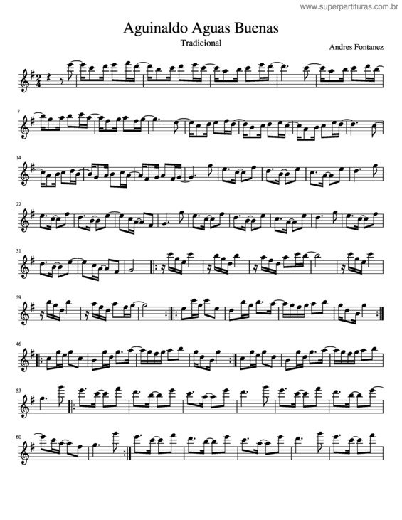 Partitura da música Aguinaldo Aguas Buenas