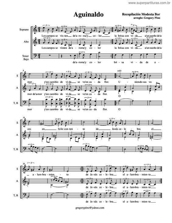 Partitura da música Aguinaldo