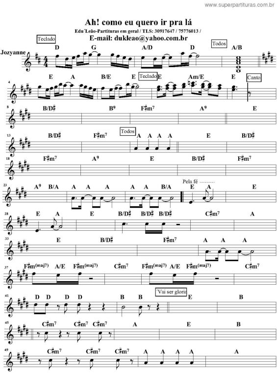 Partitura da música Ah! Como Eu Quero Ir Pra Lá