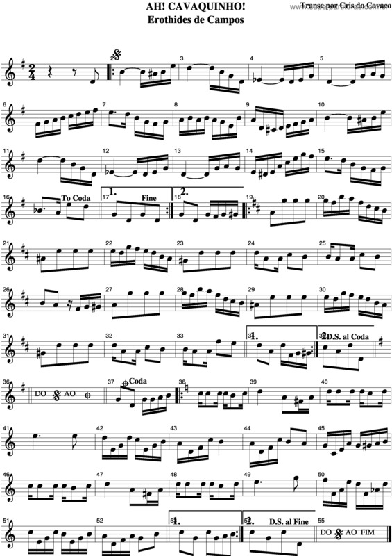 Partitura da música Ah Cavaquinho