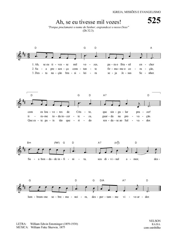 Partitura da música Ah Se Eu Tivesse Mil Vozes