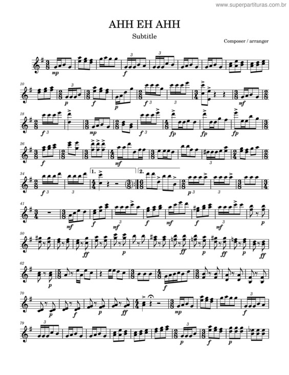 Partitura da música Ahhh Eh Ahh – Kanecarter221