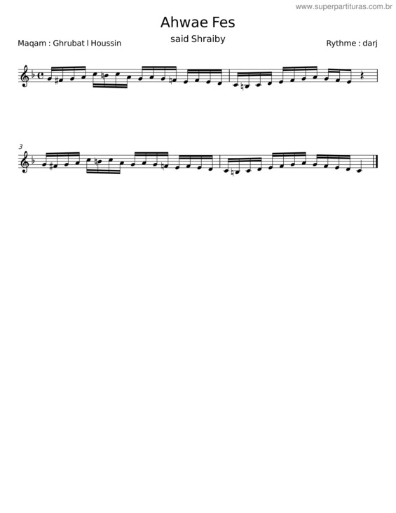 Partitura da música Ahwae Fes