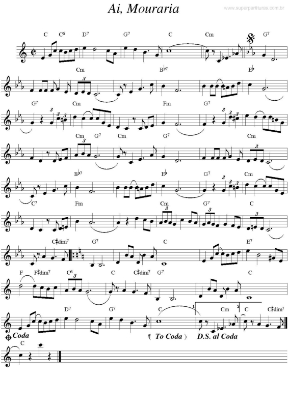 Partitura da música Ai, Mouraria