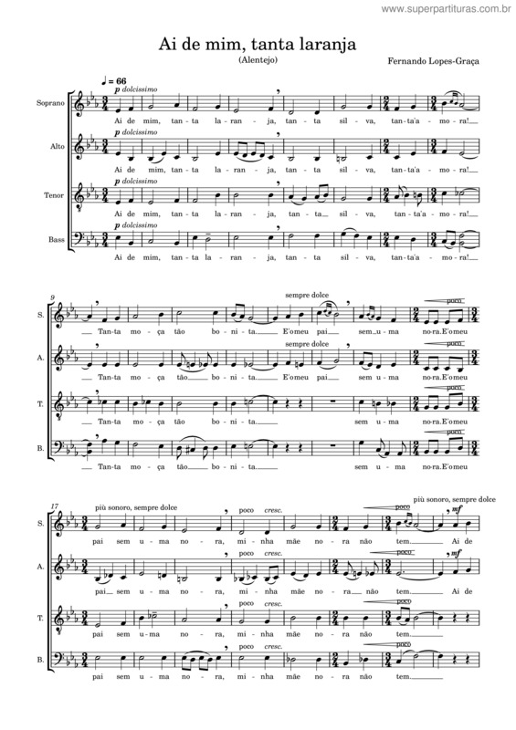 Partitura da música Ai De Mim, Tanta Laranja – Fernando Lopes–Graça v.2