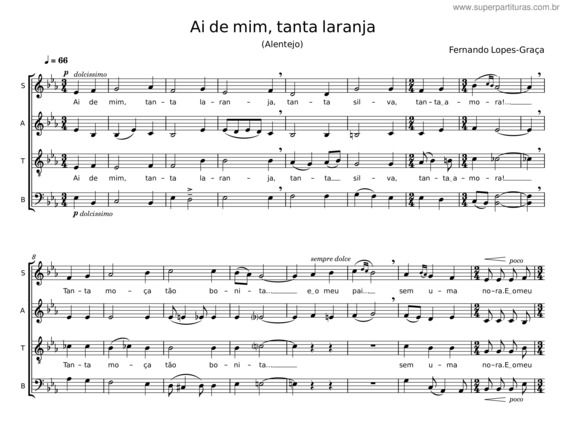 Partitura da música Ai De Mim, Tanta Laranja – Fernando Lopes–Graça