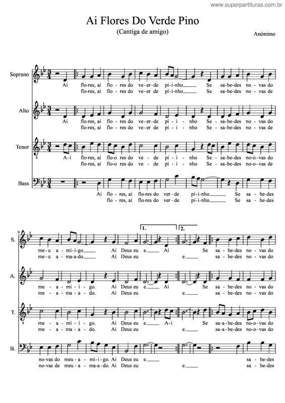 Partitura da música Ai Flores Do Verde Pino v.2