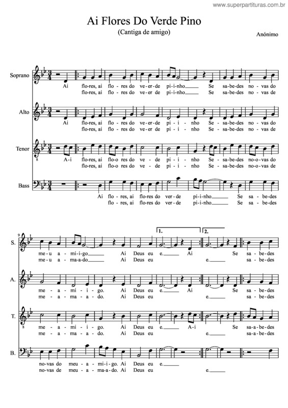 Partitura da música Ai Flores Do Verde Pino