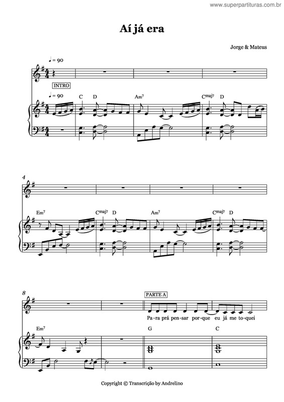 Partitura da música Aí já era