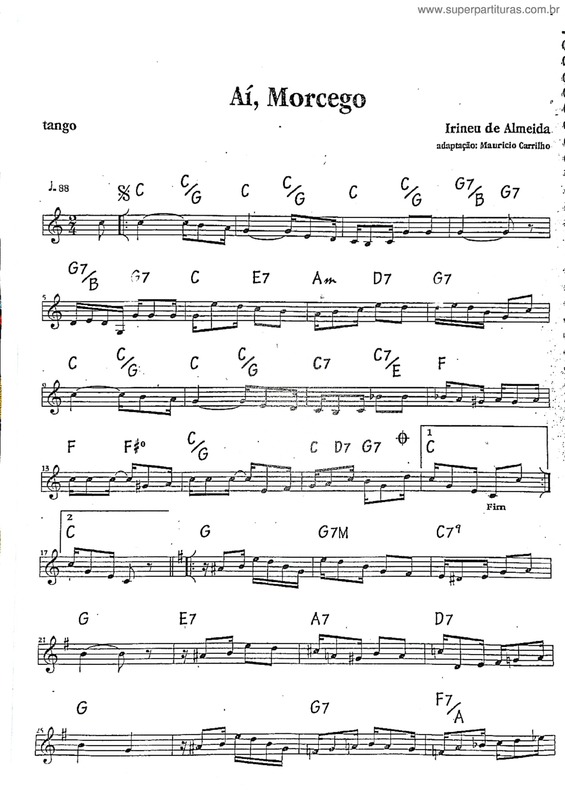 Partitura da música Aí Morcego