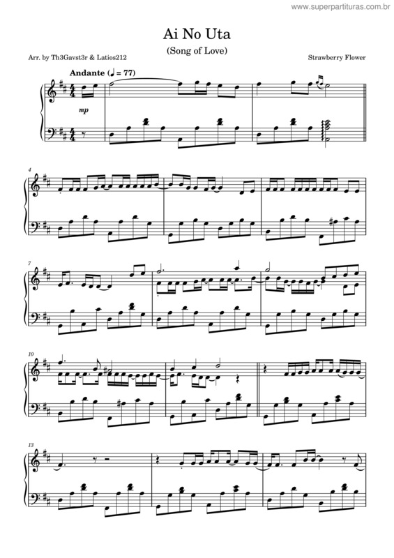 Partitura da música Ai No Uta