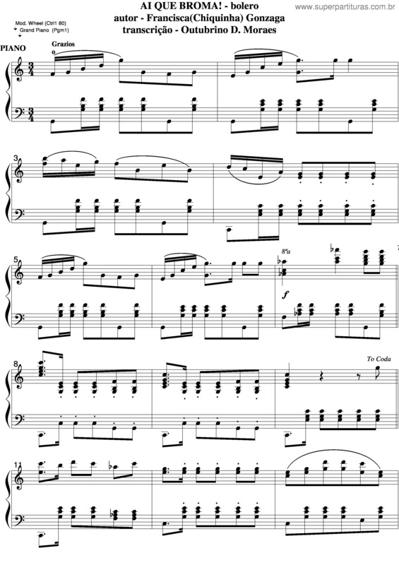 Partitura da música Ai Qaue Broma