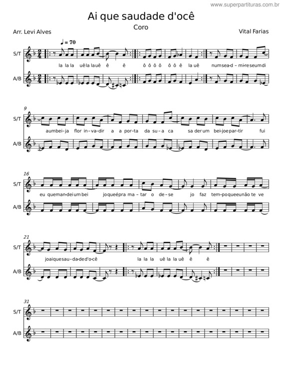 Partitura da música Ai Que Saudade D`Oce v.12