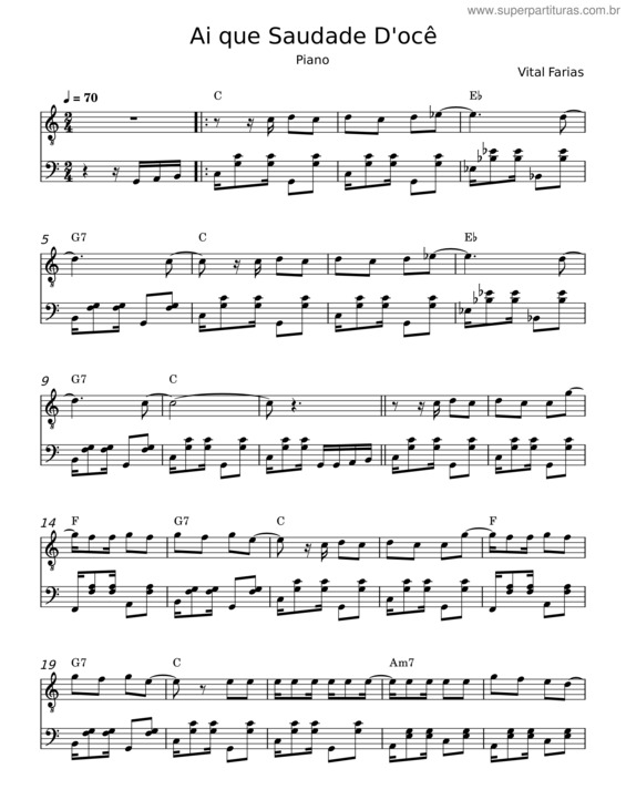 Partitura da música Ai Que Saudade D`Oce v.9