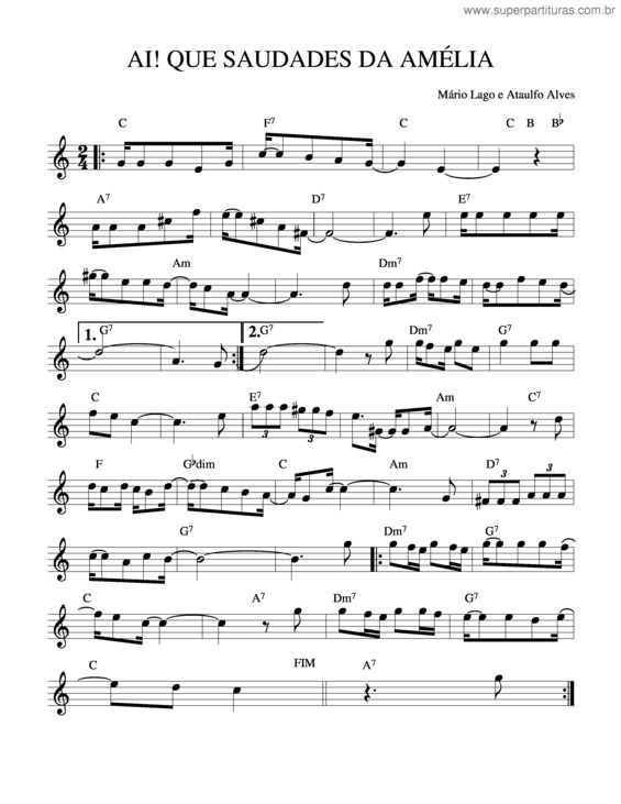 Partitura da música Ai Que Saudade Da Amélia v.5