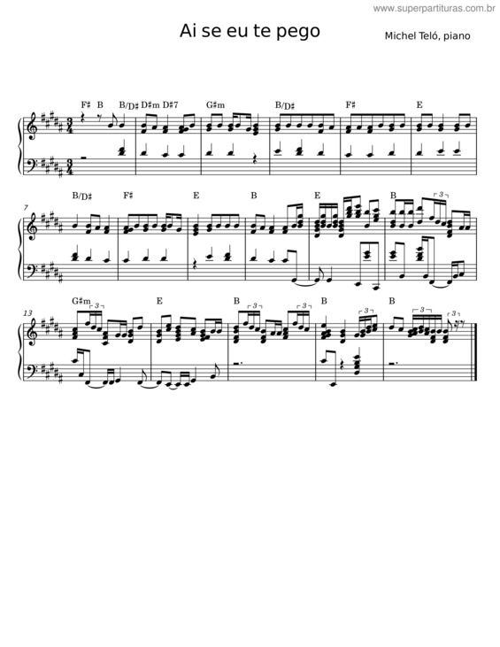 Partitura da música Ai Se Eu Te Pego – Michel Teló v.5
