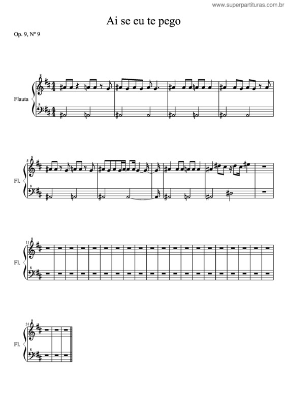 Partitura da música Ai Se Eu Te Pego v.6