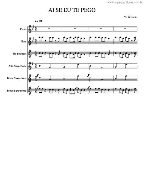 Partitura da música Ai Se Eu Te Pego v.7