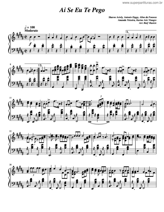 Partitura da música Ai Se Eu Te Pego v.9