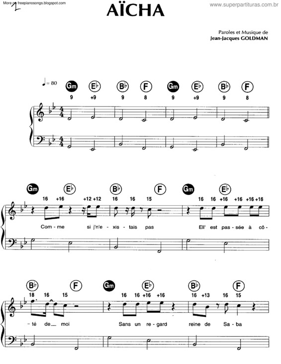 Partitura da música Aicha v.2