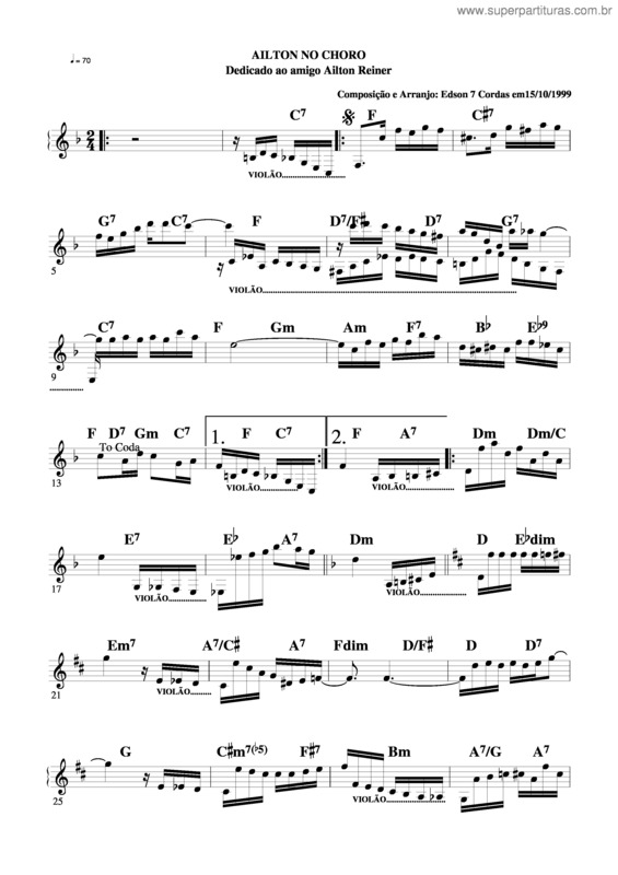 Partitura da música Ailton No Choro