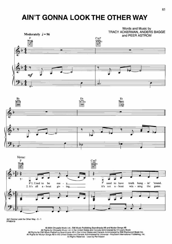 Partitura da música Ain`t Gonna Look the Other Way