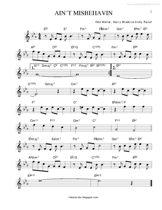 Partitura da música Ain`t Misbehavin