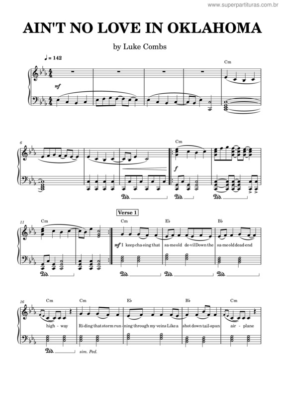 Partitura da música Ain`T No Love In Oklahoma – Luke Combs