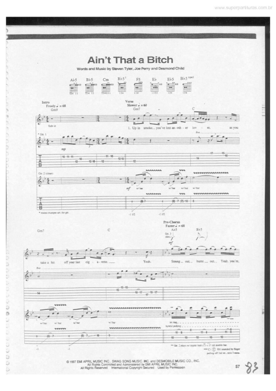 Partitura da música Ain`t That a Bitch