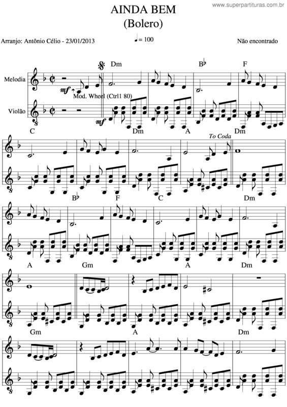 Partitura da música Ainda Bemolero