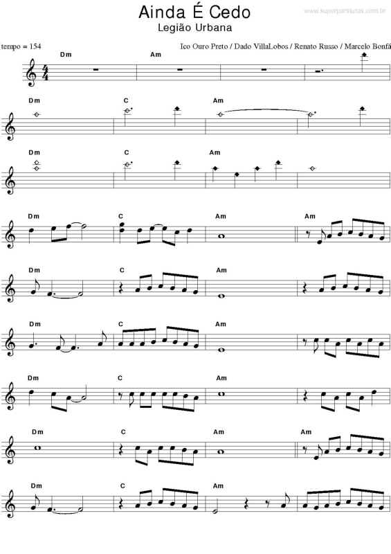 Partitura da música Ainda é Cedo