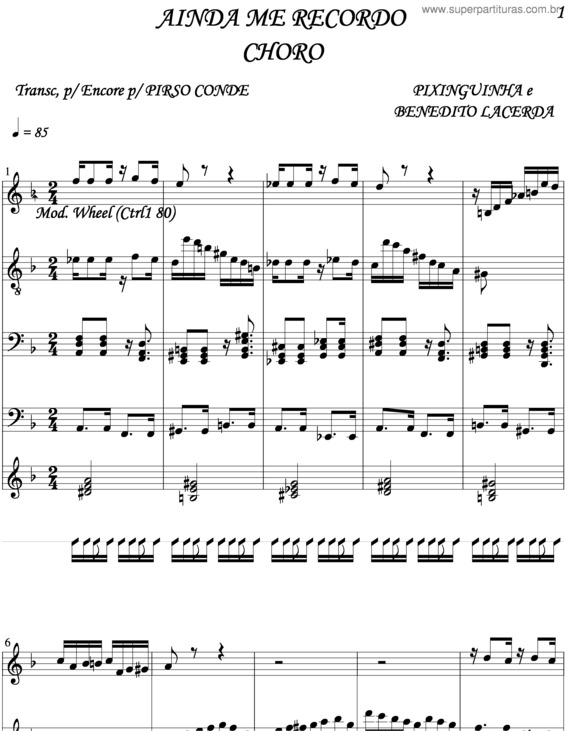 Partitura da música Ainda Me Recordo v.5