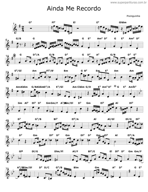 Partitura da música Ainda Me Recordo v.7