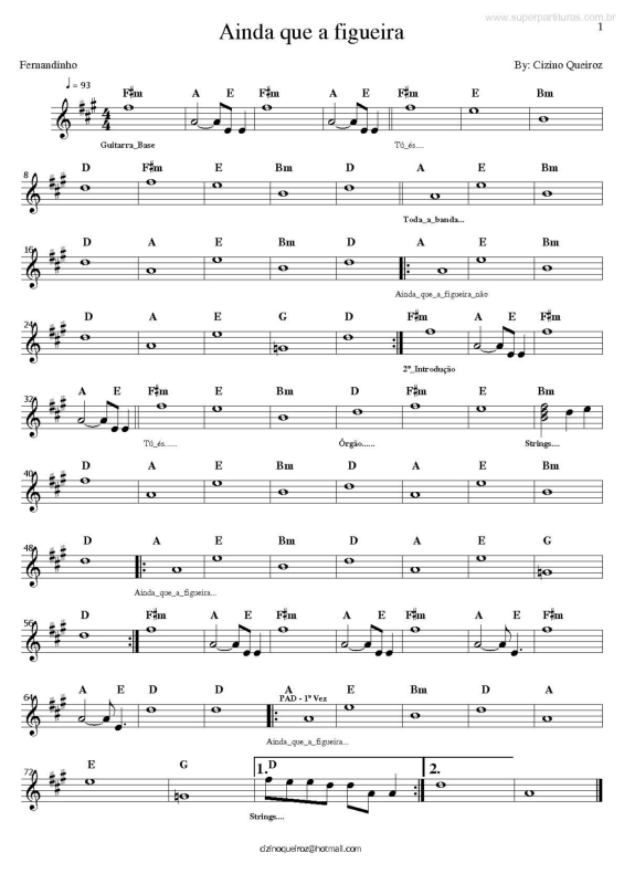 Partitura da música Ainda que a Figueira v.3