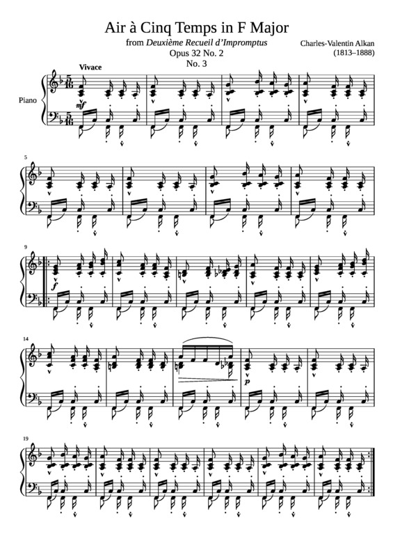 Partitura da música Air À Cinq Temps Opus 32 No. 2 No. 3 In F Major