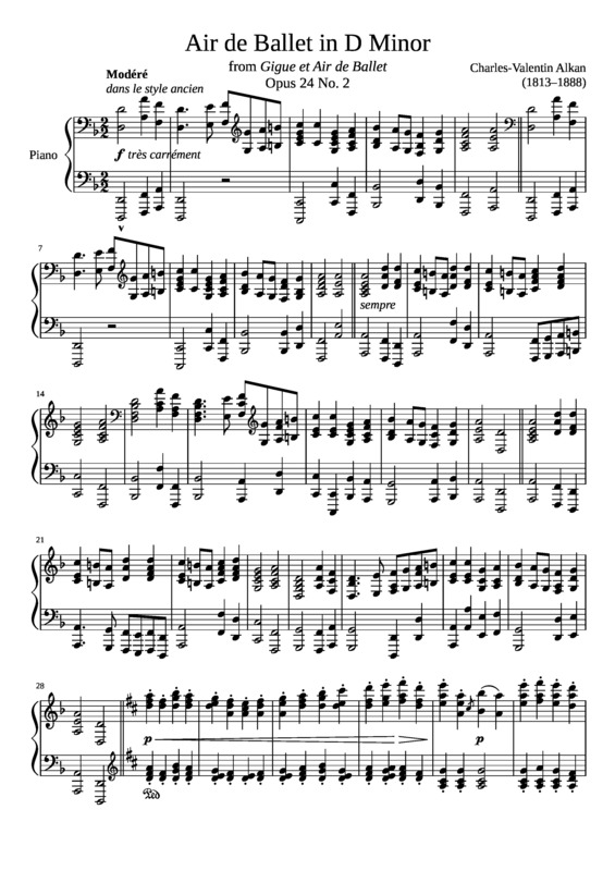 Partitura da música Air De Ballet Opus 24 No. 2 In D Minor