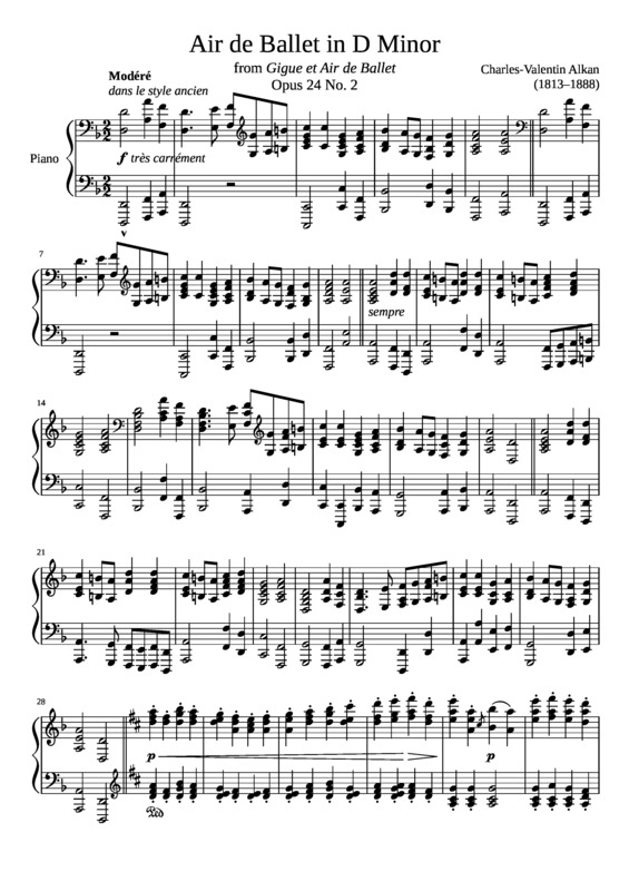 Partitura da música Air De Ballet Opus 24 No. 2 In D Minor