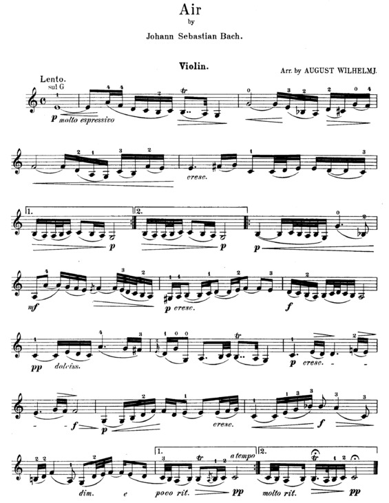 Partitura da música Air for the G string