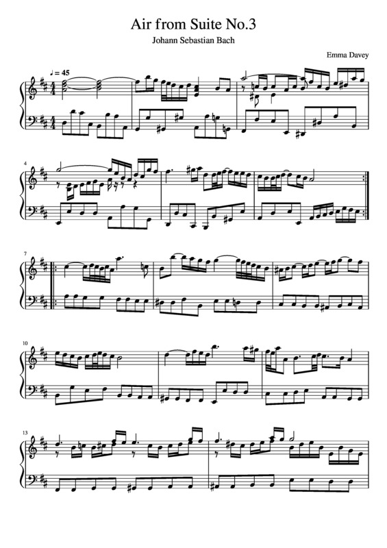 Partitura da música Air On The G String v.4